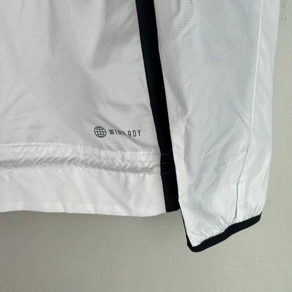 adidas Women's Logo Running Windbreaker Hoodie XS Black White HF2149 - Picture 7 of 13